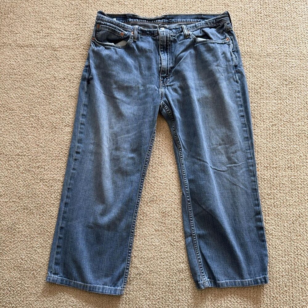 Levis 514 Jeans Mens 38x24 Blue Light Wash Straight Zip Fly Regular Fit Denim